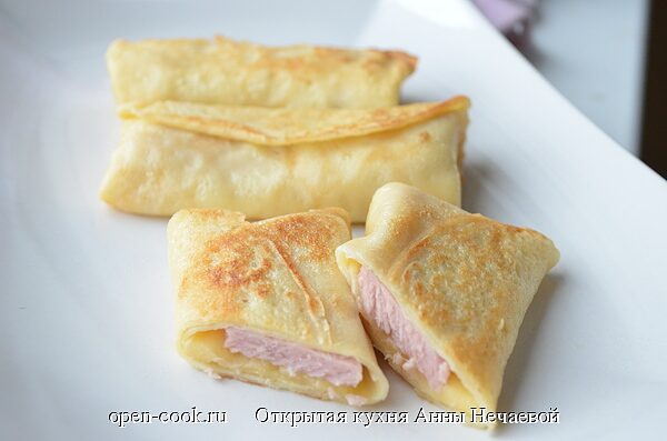 Блины с ветчиной и сыром